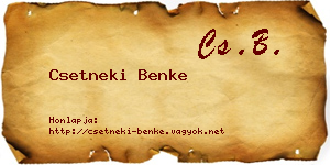 Csetneki Benke névjegykártya